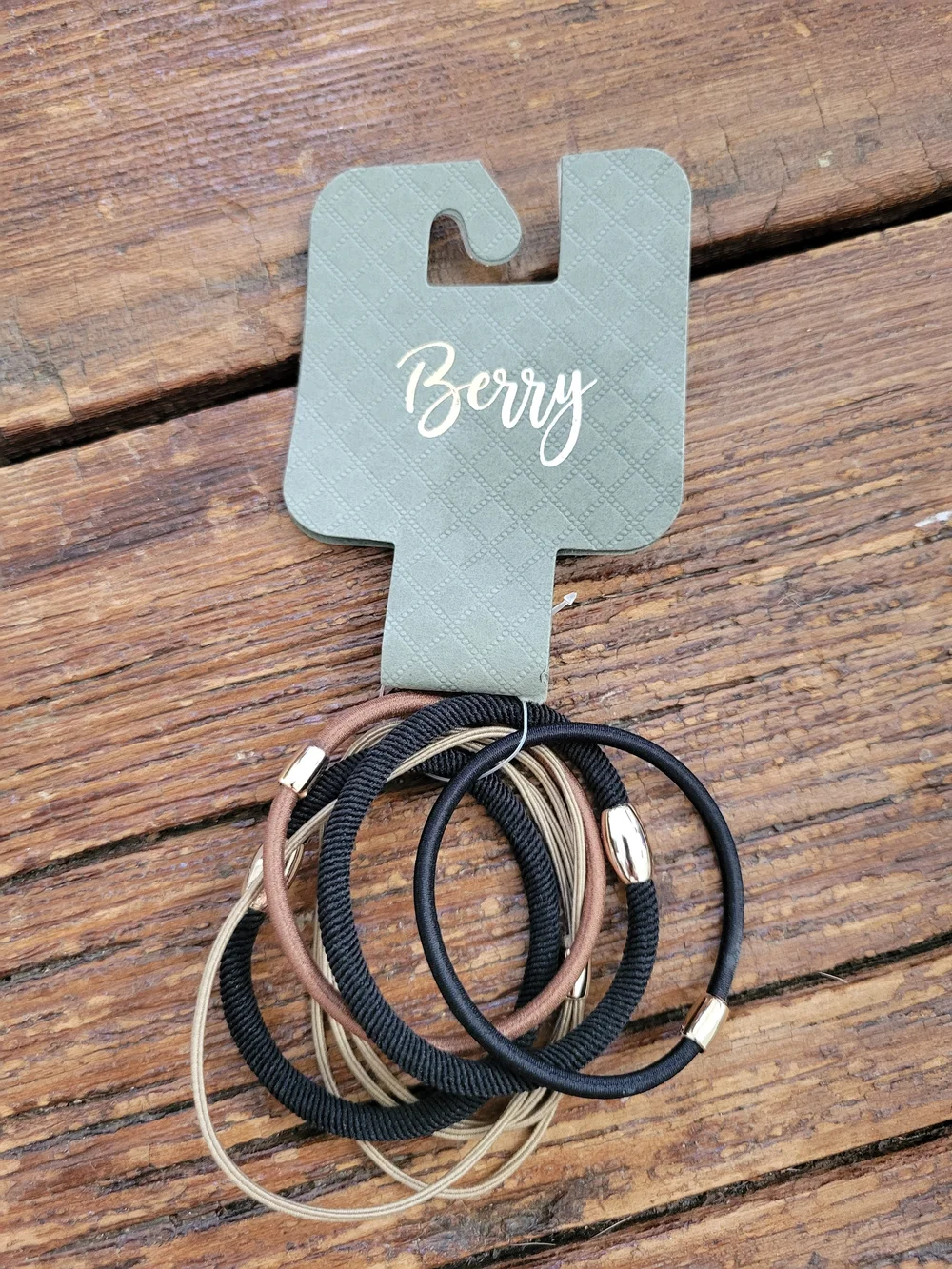 Berry Hair Tie Set — Black, Brown, and Beige